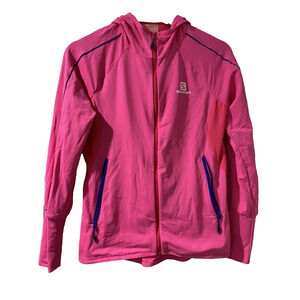 Salomon Women's Zip Hoodie Sweater Top Pink Nylon with Elastane Size S A003298